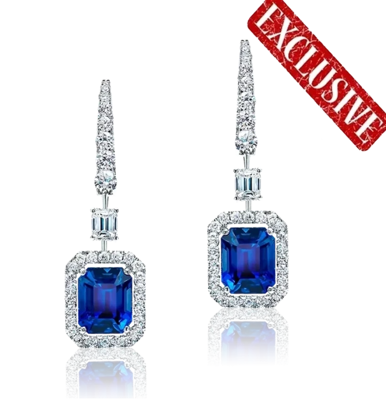СЕРЬГИ С САПФИРАМИ 11.35 CT И БРИЛЛИАНТАМИ