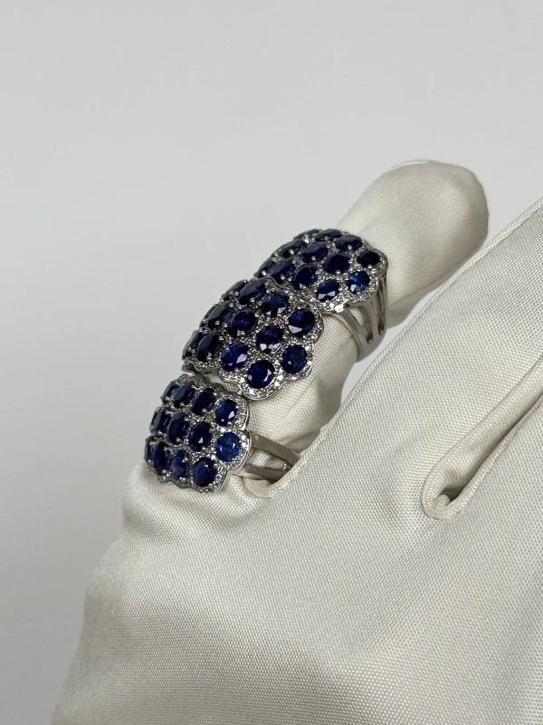 Earrings without a brand КОЛЬЦО С БРИЛЛИАНТАМИ И САПФИРАМИ WHITE GOLD Jewelry 5