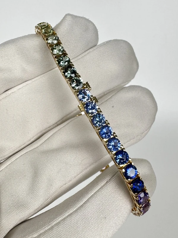 DeRosa MULTICOLOR SAPPHIRE 12.82 CT BRACELET (SIZE 17.5) B088346 3