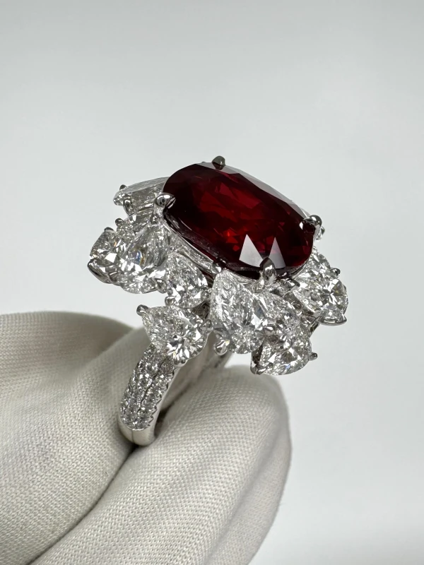 No name OVAL RUBY 8.02 CT "PIGEONS BLOOD" RING (GRS) NN8.02CT 3