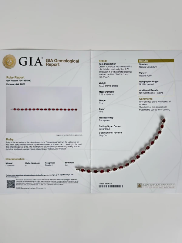 СЕРЬГИ NO NAME OVAL RUBY 9.73 CT BRACELET (GIA) RUB 9.73CT 5