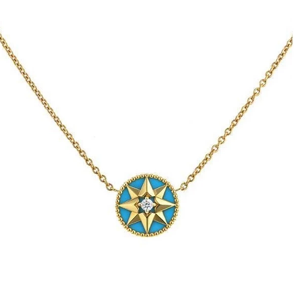 ROSE DES VENTS TURQUOISE AND DIAMOND NECKLACE