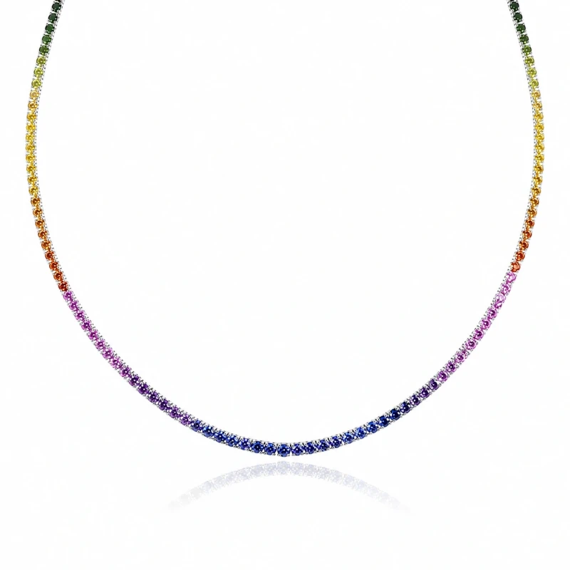 MULTICOLOR SAPPHIRE 20.60 CT NECKLACE (SIZE 38.5)