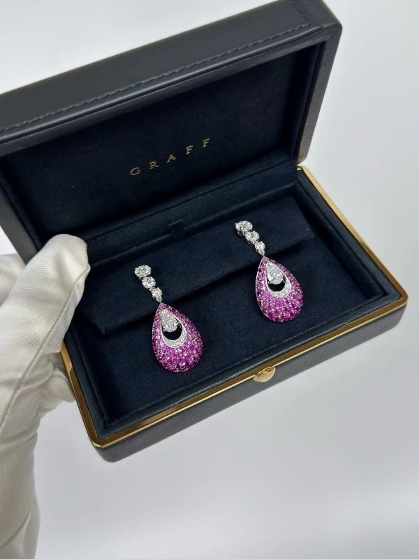GRAFF SAPPHIRE 6.99 CT & DIAMOND 3.90 CT EARRINGS GE3.90-6.99 5