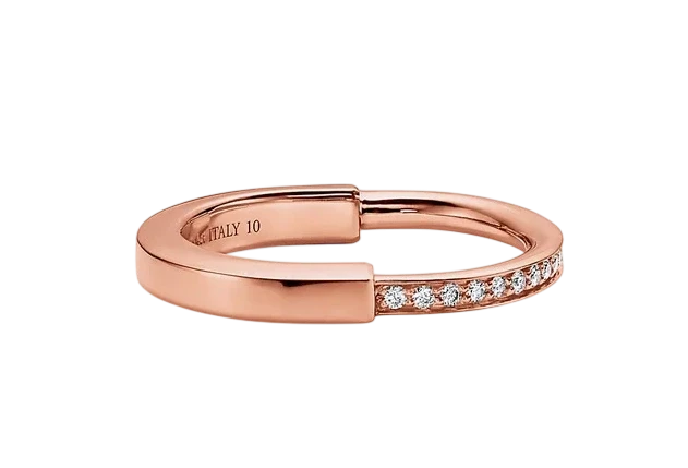 Tiffany Lock Ring in Rose Gold with Diamonds  (SIZE 52)