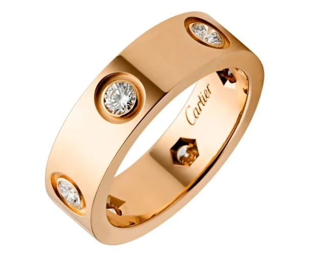LOVE RING, 6 DIAMONDS, ROSE GOLD (SIZE 55)
