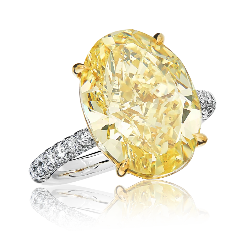 OVAL DIAMOND 10.17 CT FANCY YELLOW/VS2 RING (GIA)