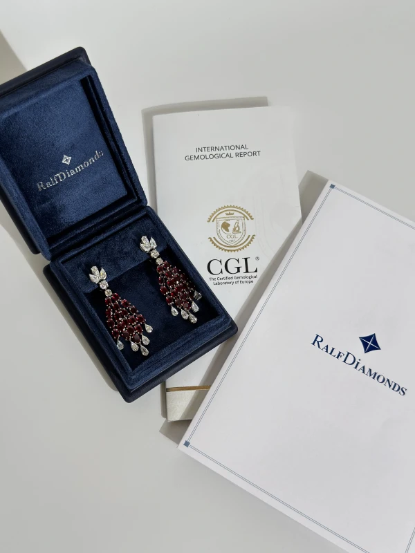 RalfDiamonds DIAMOND 7.56 CT & RUBY 21.88 CT EARRINGS RD7.56 5