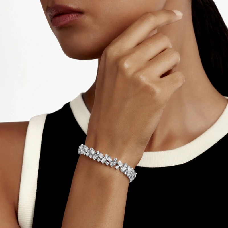 GRAFF White Emerald Cut And Round Diamond Bracelet 17.24 CT RGB583 3