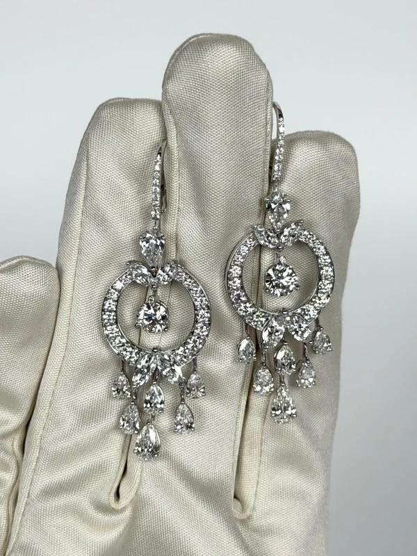 Graff Marquise and Round Diamond Pave 8.48 ct Circle Earrings on Swan Hooks GE8.48CT 3