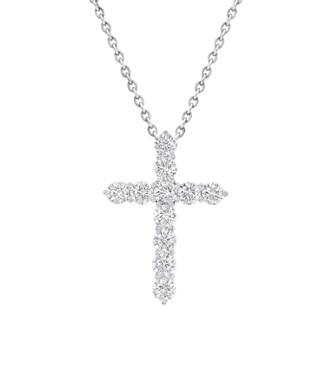 ROUND DIAMOND 5.54 CT F-G-H/VVS CROSS PENDANT