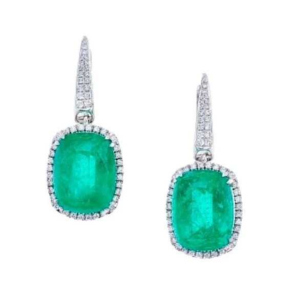 Earrings without a brand СЕРЬГИ С ИЗУМРУДАМИ 17.00 СТ И БРИЛЛИАНТАМИ 17.00 СТ