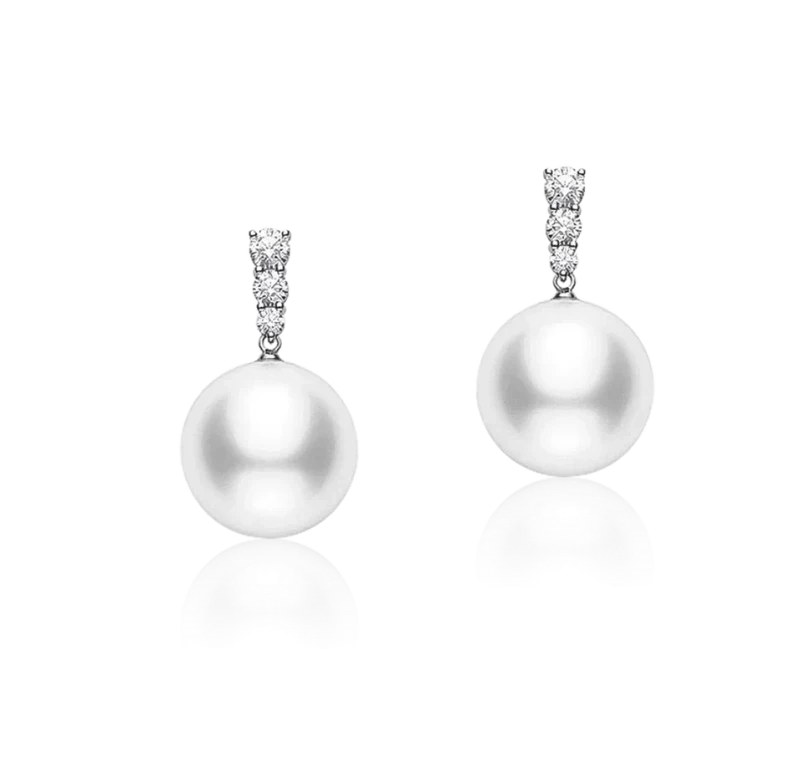 DIAMOND AND PEARL 14.3 mm EARRINGS (GIA)