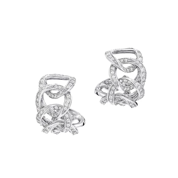 INSPIRED BY TWOMBLY DIAMOND HOOP EARRINGS WHITE GOLD