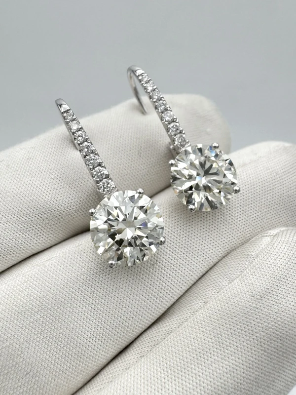 No name DIAMOND 3.02 CT L/SI1 - 3.00 CT M/VS2 EARRINGS EXEXEX (GIA) NN3.02-3.00 4