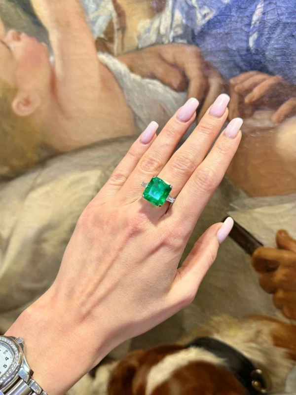 СЕРЬГИ NO NAME EMERALD 11.68 CT VIVID GREEN RING COLOMBIA MUZO (GRS) NNMuzoEMERALD11.68CT 4