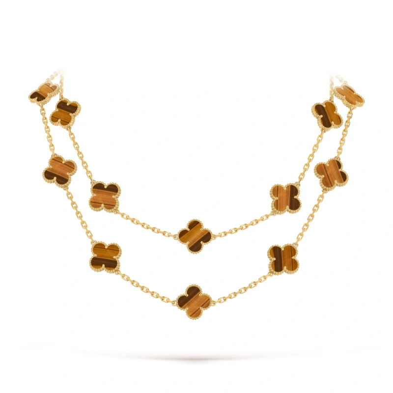 Vintage Alhambra necklace, 20 motifs,  Tiger Eye