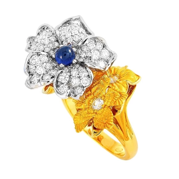 Carrera y carrera  EMPERATRIZ, SAPPHIRE AND DIAMONDS RING, YELLOW GOLD DA13502