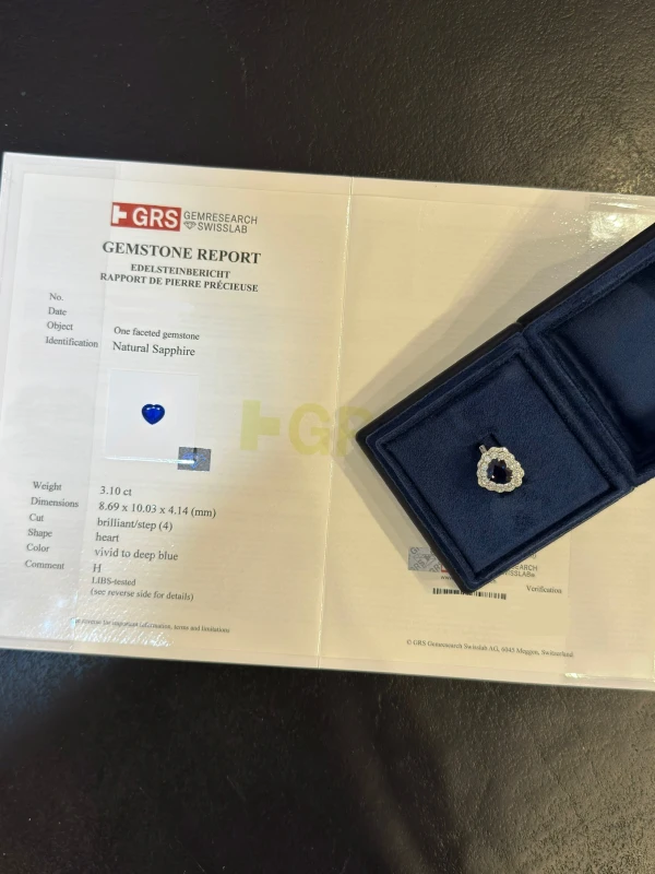 Earrings without a brand HEART SAPPHIRE AND DIAMOND 3.10CT RING (NOT HEATED) NN3.10CT 5