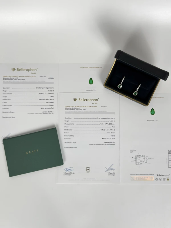 Graff PEAR EMERALD ICON EARRINGS 0.52-0.52 CT WHITH DIAMONDS PAVE RGE1830EM 5
