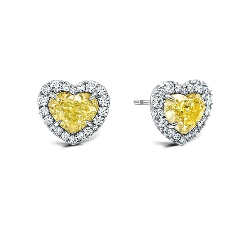 DIAMOND HEART-SHAPED STUDS 1.00-1.00 FLY/VVS-VS