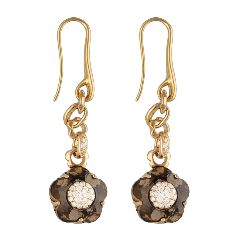EARRINGS PASQUALE BRUNI FROWERS ROSE GOLD QUARZ 0.40ct DIAMONDS