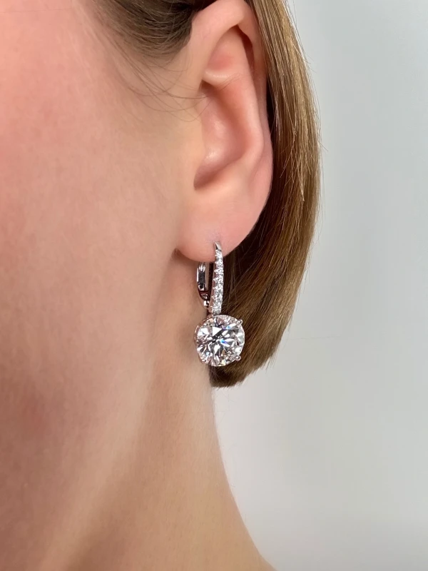 Earrings without a brand ROUND DIAMONDS 5.14 - 5.30 CT D/FLAWLESS EARRINGS (GIA) EXEXEX NN5.14-5.30 4