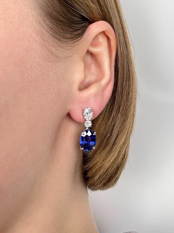 СЕРЬГИ NO NAME OVAL SAPPHIRE 6.22-6.85 CT "ROYAL BLUE" EARRING (GRS) SAP 6.22-6.85 CT 2