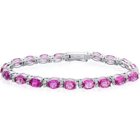 PINK SAPPHIRES 17.28 CT AND DIAMONDS BRACELET, WHITE GOLD 