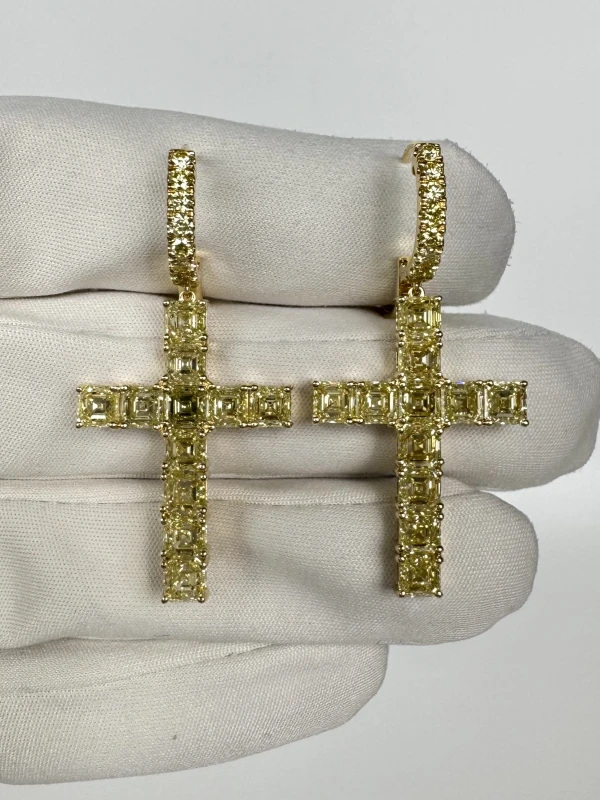 RalfDiamonds ASHER DIAMONDS 9.24 CT FANCY LIGHT YELLOW EARRINGS RFD 9.24 CT 3