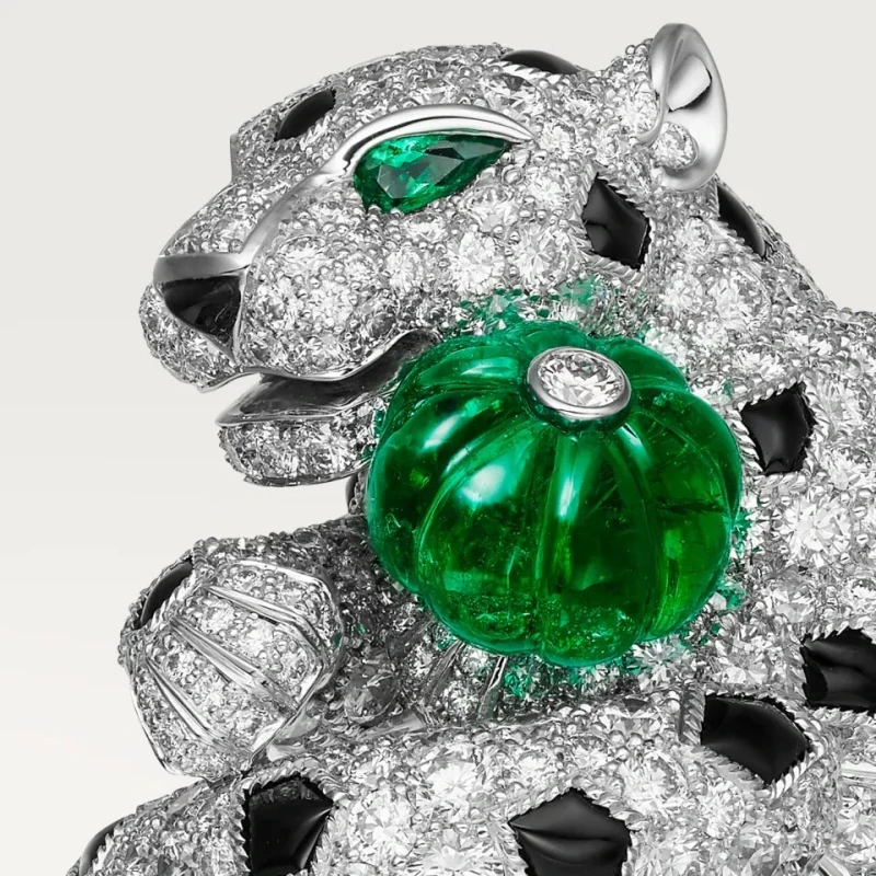 Cartier PANTHÈRE DE CARTIER RING, MELON-CUT EMERALD, PAVED (SIZE 55) H4384255 4