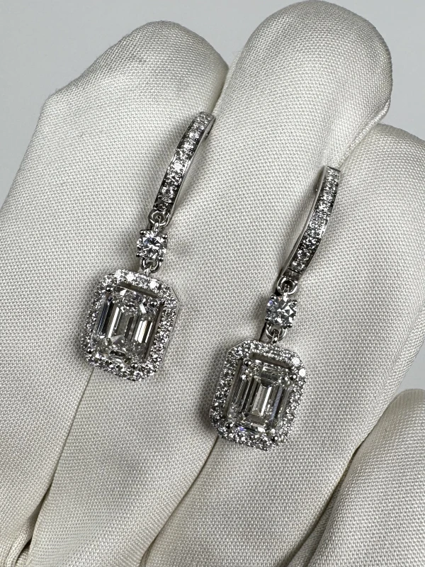 СЕРЬГИ NO NAME EMERALD DIAMOND 2.01 - 2.00 CT F/VS1 EARRINGS (GIA) NN2.01-2.00 4
