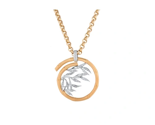 BAMBOO YELLOW GOLD LARGE PENDANT