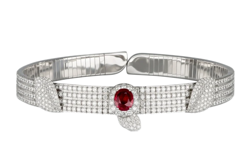 Heart to earth choker, Mozambique Ruby 2.02 ct Pigeon's Blood (GRS)