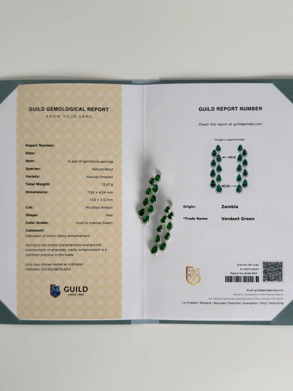 СЕРЬГИ NO NAME PEARS EMERALD 10.65 CT VIVID TO INTENSE GREEN EARRINGS (ZAMBIA) EM10.65CT 6