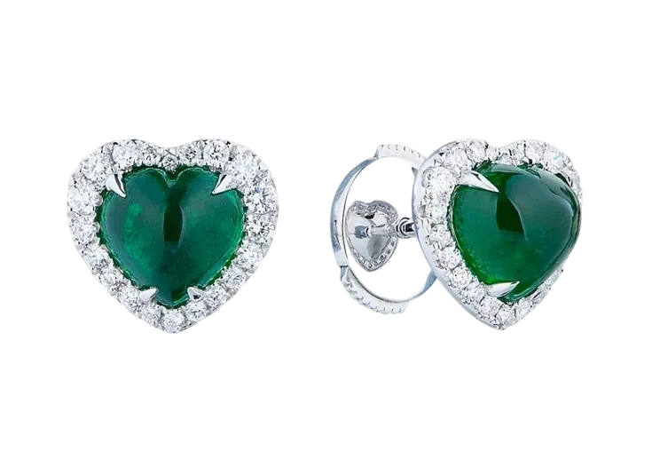 EMERALD HEART 5.93 CT VIVID GREEN EARRINGS