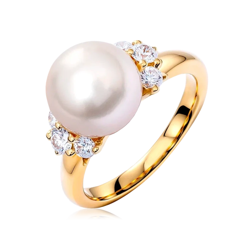 PEARL AND DIAMONDS RING