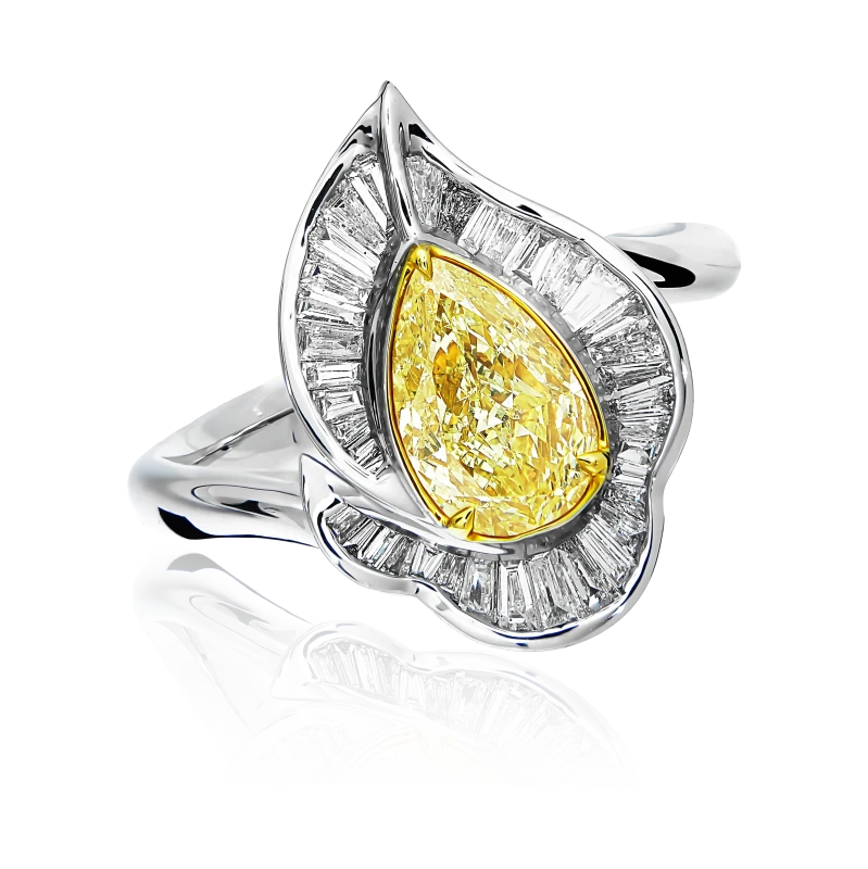 PEAR DIAMOND 1.00 CT FANCY LIGHT YELLOW/SI1 RING (GIA)