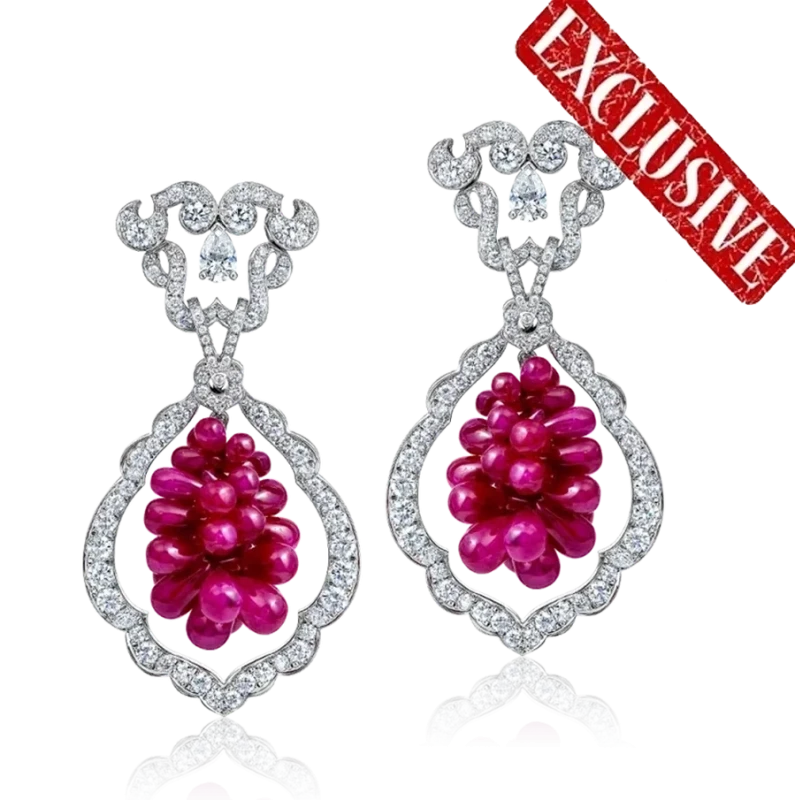 HIGH JEWELLERY DIAMOND & RUBY EARRINGS 62.25 CT