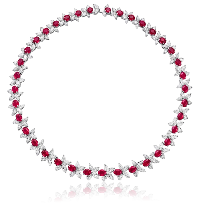 Earrings without a brand RUBY 23.82 CT AND DIAMOND 23.73 CT NECKLACE (GIA/GUILD/AIGS) NN23.82 2