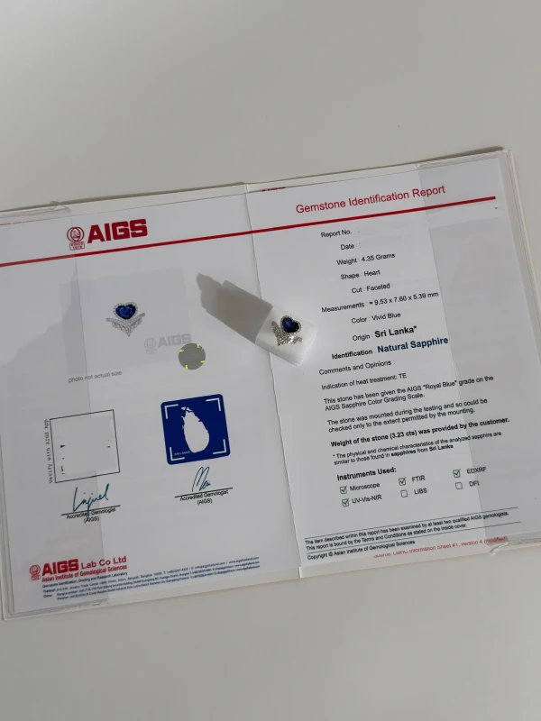 Earrings without a brand SAPPHIRE HEART 3.23 CT RING, ROYAL BLUE NNS3.23 CT 5