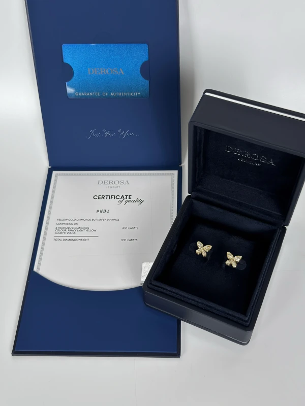 DeRosa Butterfly Diamond 3.91 ct Fancy Light Yellow Earrings E684797 4