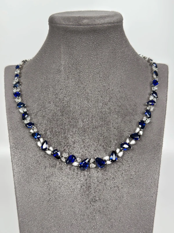 DeRosa PEAR SAPPHIRES 47.92 CT "ROYAL BLUE" AND PEAR DIAMONDS 9.58 CT NECKLACE (GRS, BELLEROPHON) N050440 3