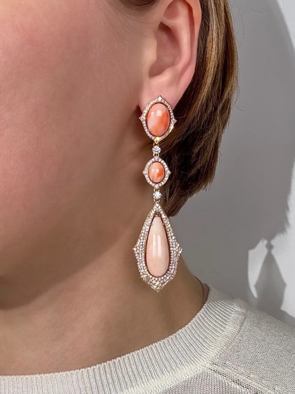 YANUSH GIOIELLI СЕРЬГИ С КОРАЛЛАМИ И БРИЛЛИАНТАМИ YE50446PCOR 2