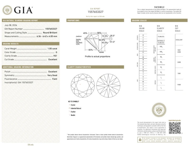 No name ROUND DIAMOND 1.00-1.02 CT G/VS1 EARRINGS (GIA) 124155-1.00-1.02 CT G/VS1 2