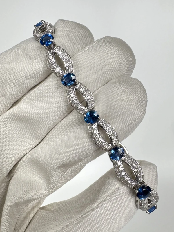 RalfDiamonds OVAL SAPPHIRE 5.55 CT & DIA 1.90 C BRACELEN (SIZE M) RFD 5.55 CT 2