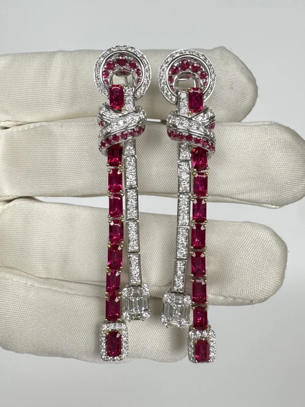 RalfDiamonds RUBY 5.27 CT & DIAMONDS 2.15 CT EARRINGS RFD4.50CT 3