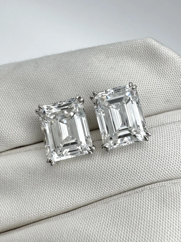 No name EMERALD DIAMOND 3.51 - 3.53 CT E/VS1 EARRINGS (GIA) NN3.51-3.53 5