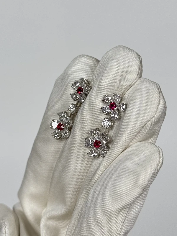Graff DOUBLE FLOWER DIAMOND & RUBY SET GE/GD 7