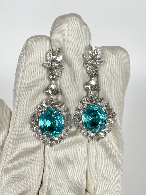 Earrings without a brand PARAIBA TOURMALINE 4.83-5.78 CT (NEON BLUE) EARRINGS NN 4.83-5.78 CT 3